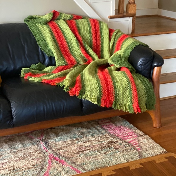 boho mid century blanket handmade vintage - Picture 3 of 8